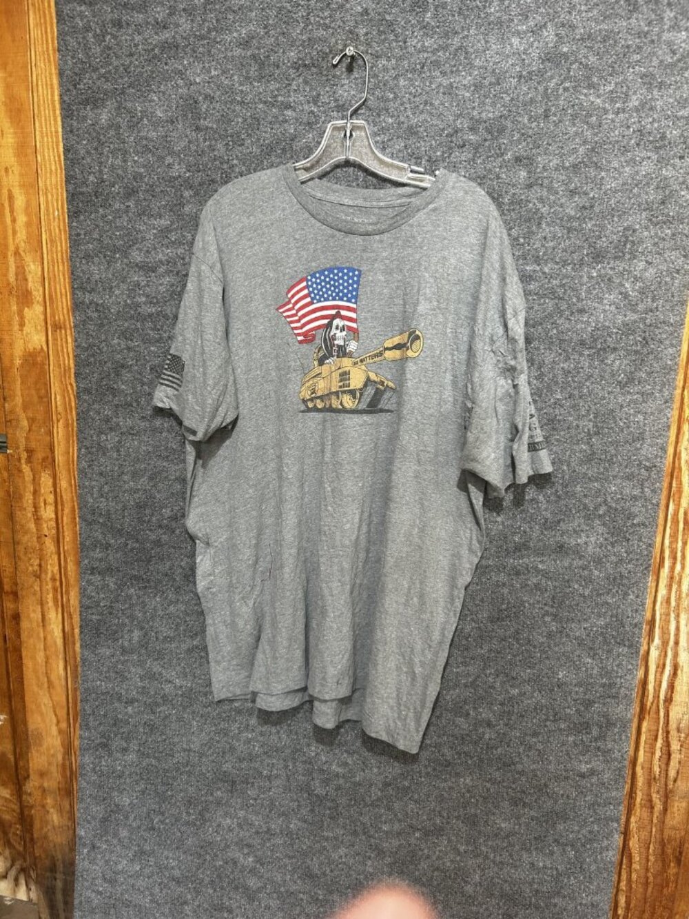 Grunt Style Shirt Mens 3XL Gray Tank Skull American Flag Graphic Tee Patriotic